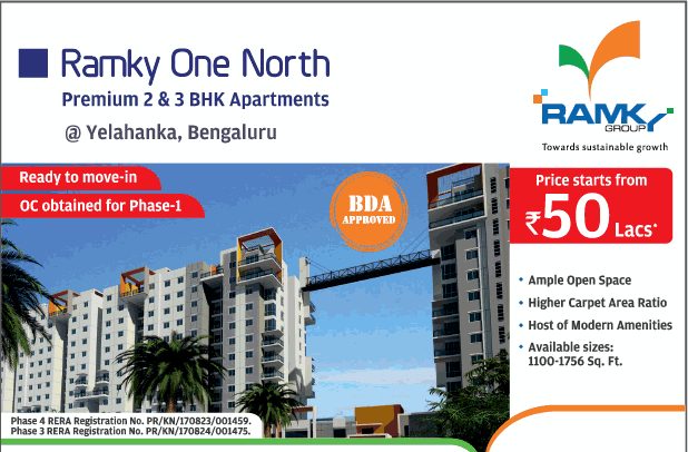 Book ready to move premium homes at Ramky One North in Bangalore Update
